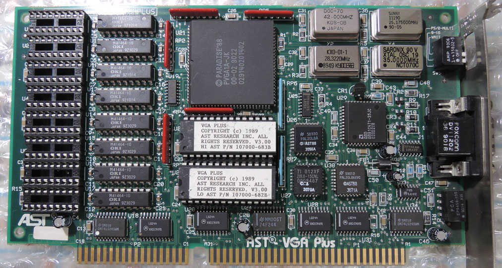 Image: ISAバス用グラフィックボード AST-VGA Plus (1988)