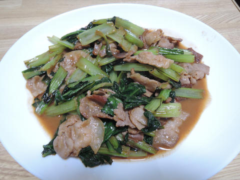 Image: 141005 小松菜と豚バラ肉のごま味噌マヨ炒め