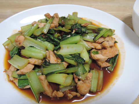 Image: 141011 鶏むね肉と小松菜のピリ辛炒め