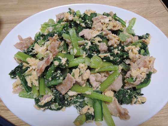 Image: 141018 小松菜と豚肉の中華卵とじ