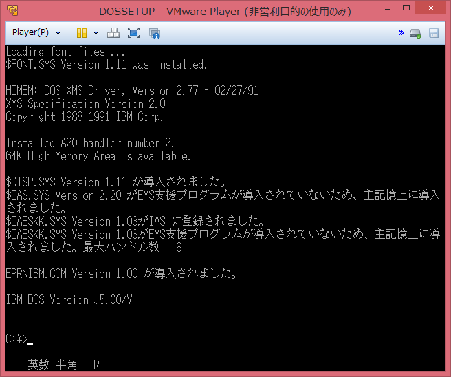 Image: IBM DOS J5.02/V boot-up screen - VMP6