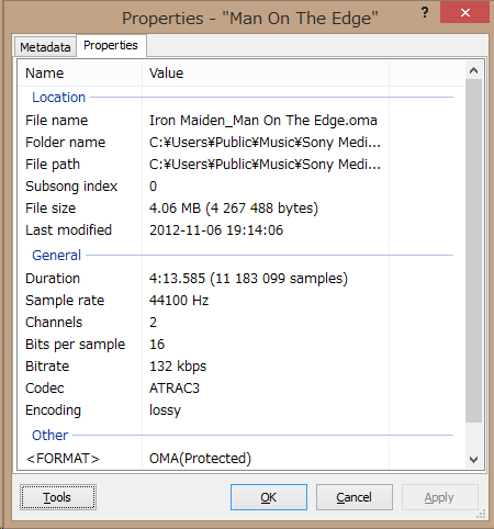 Image: foobar2000でOpenMG(*.oma,ATRAC3)音声ファイルを再生する