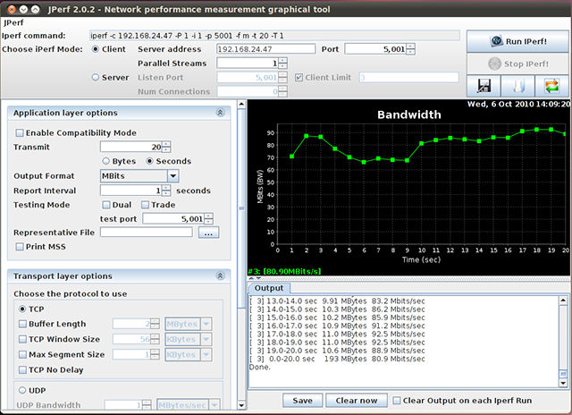 jPerfを用いた通信速度測定