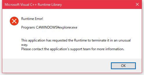 Image: Build 15025 explorer.exe throws C Runtime Error [Win10IP]