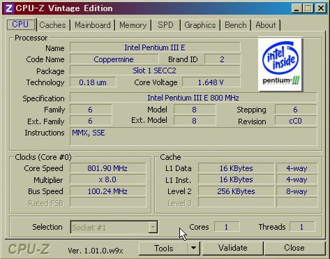Image: 200225 CPU-Z Vintage Editionを動かしてみる