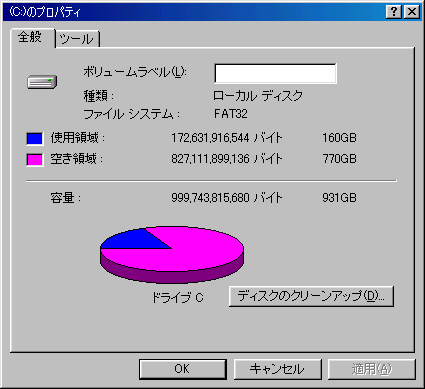 Image: Windows 98 Cドライブ プロパティ