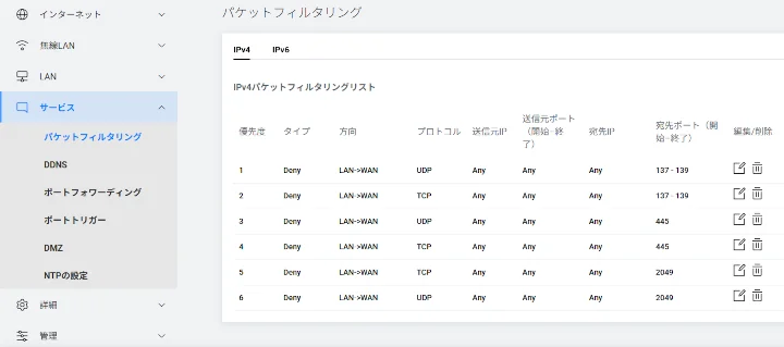 Image: HNW100 Packet Filtering