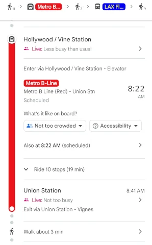Image: Vine Station to Union Station - Google Map