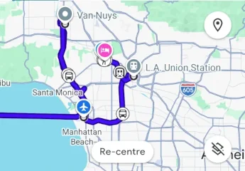 Image: Vine Station to Union Station - Google Map