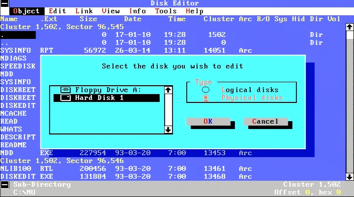 Image: Norton Utilities Disk Editor