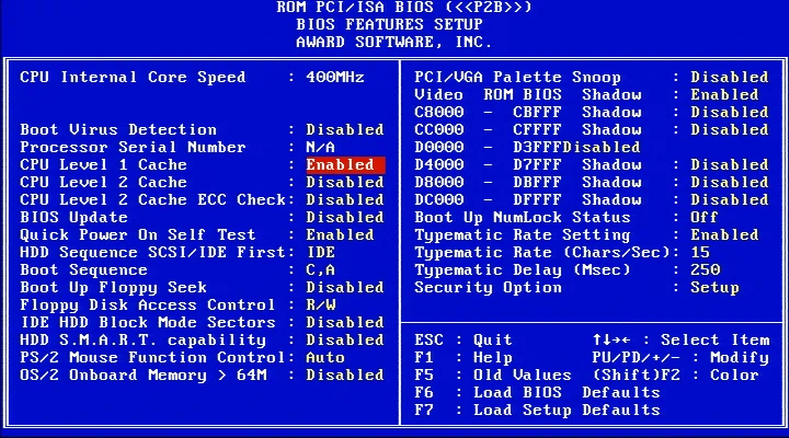 Image: BIOS FEATURES SETUP
