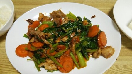 Image: 140915 鶏胸肉と小松菜のピリ辛炒め [cook]